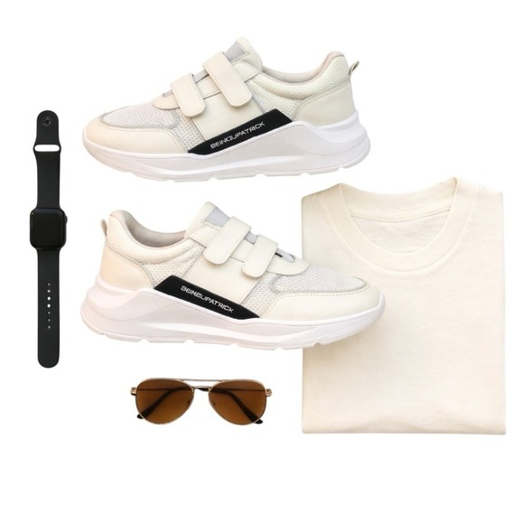 Daniel Patrick Renegade Hook Loop Strap Sneakers White Beige Mesh Leather 41 (8)